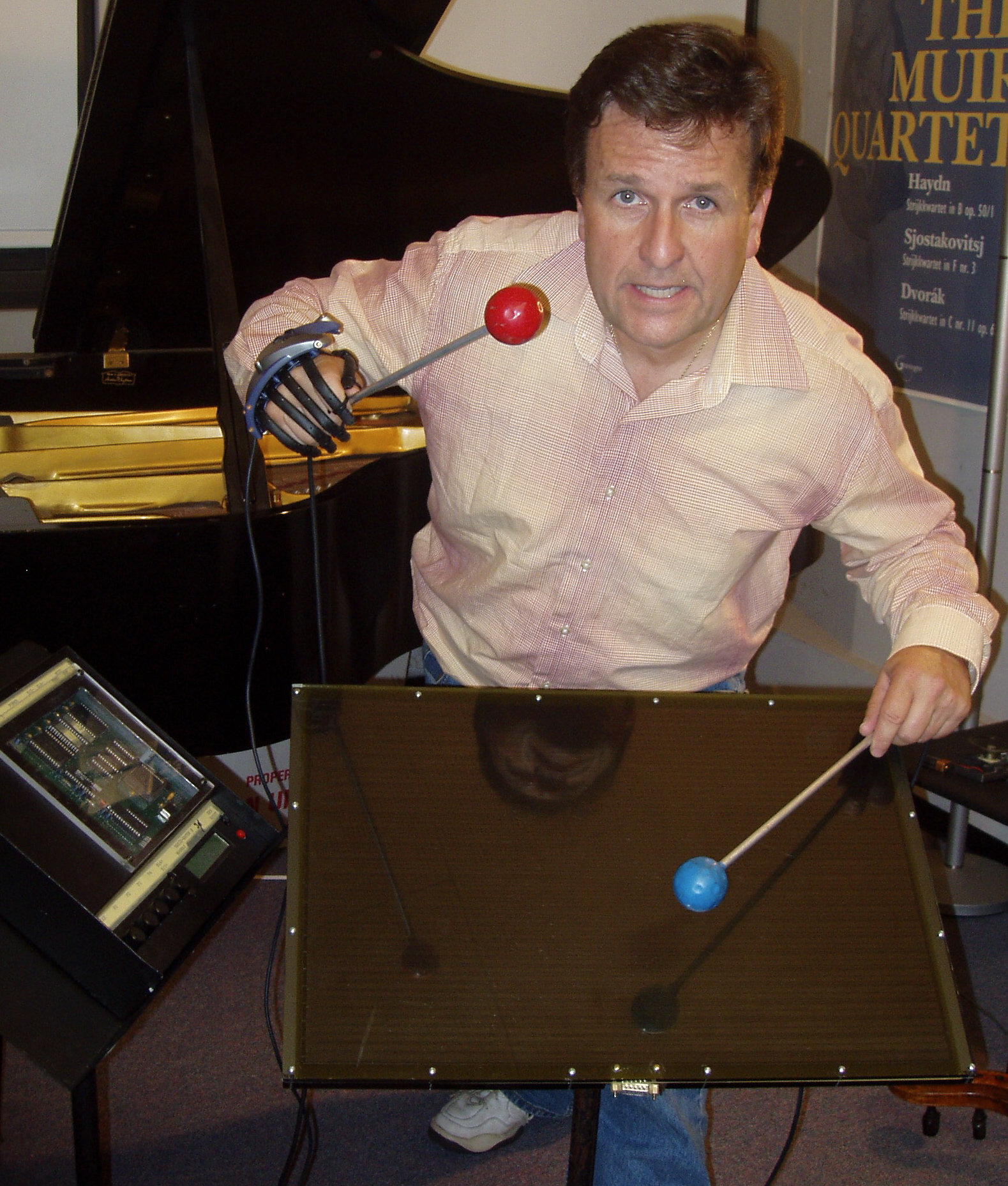 Dr. Boulanger with Radio Baton and PowerGlove at Boston University
